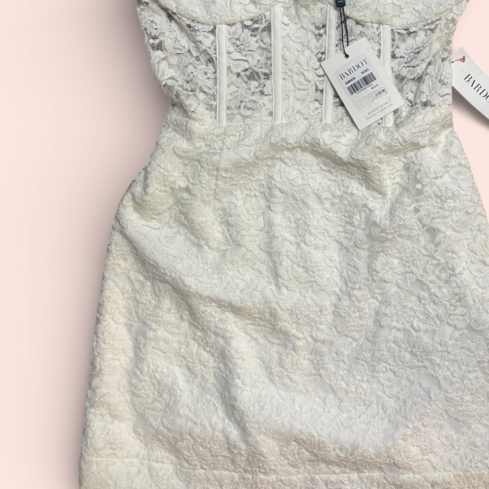 Bardot Ivory Lace Strapless Dress